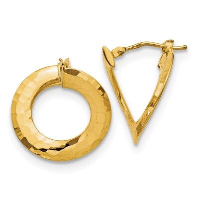 Leslie&#39;s Fancy Hoop Earrings 14k Gold Polished &amp; Textured HB-LE1554, MPN: LE1554, 191101759925