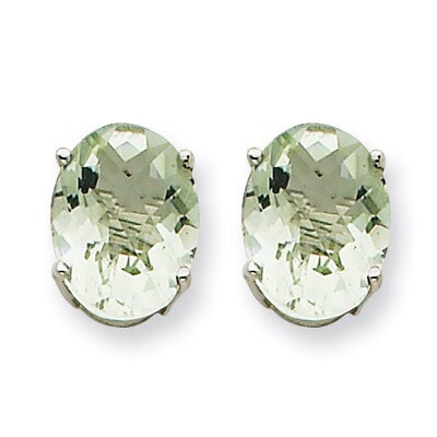 9x7 Oval Green Quartz Earrings 14k White Gold XE89WCG, MPN: XE89WCG, 883957108698