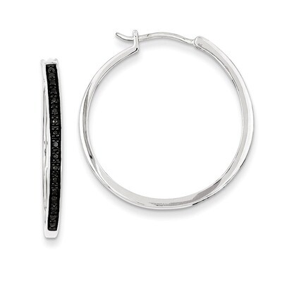 Black Diamond Hoop Earrings Sterling Silver QE10926, MPN: QE10926, 886774310022
