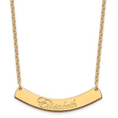 Medium Polished Curved Edwardian Script Bar Necklace Gold-plated Sterling Silver XNA1222GP, MPN: XN…