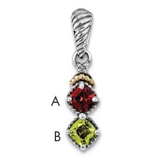 Diamond Mother&#39;s Pendant Sterling Silver &amp; 14k Two-stone Gold QMPD29/2SY, MPN: QMPD29/2SY,