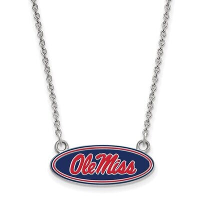 University of Mississippi Small Enamel Pendant with Chain Necklace Sterling Silver SS077UMS-18, MPN…