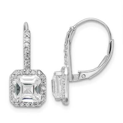Cheryl M Rhodium-Plated CZ Diamond Prince Shape Leverback Earrings Sterling Silver QCM1484, MPN: QC…