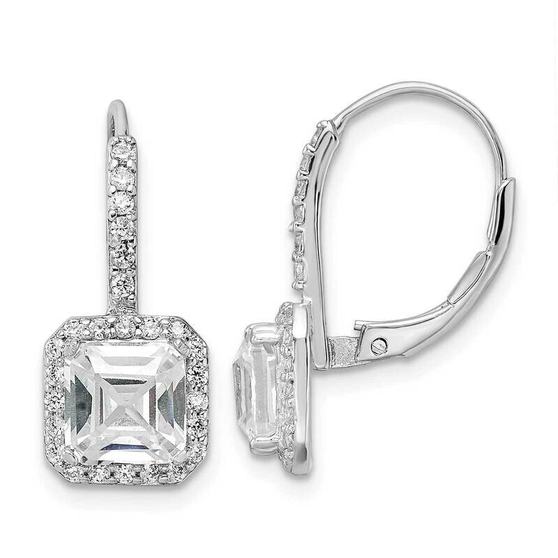 Cheryl M Rhodium-Plated CZ Diamond Prince Shape Leverback Earrings Sterling Silver QCM1484, MPN: QC…
