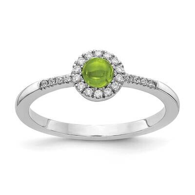 Cabochon Peridot Ring 14k White Gold Diamond RM4031-PE-025-WA, MPN: RM4031-PE-025-WA, 883957311777