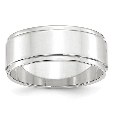 8mm Flat with Step Edge Band 10k White Gold WFLE080 Engravable, MPN: WFLE080, 886774464237