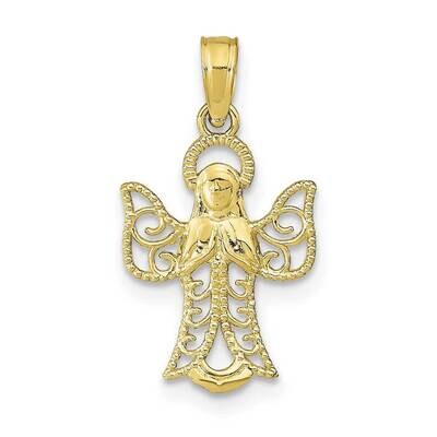 Angel with Filigree Cut-Out Wings 2-D Textured Hp 10k Gold 10K9592, MPN: 10K9592,