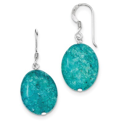 Crack Aventurine Teal Dangle Earrings Sterling Silver QE7614, MPN: QE7614, 883957540139