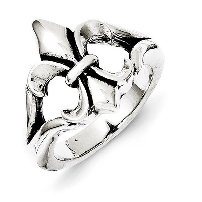 Polished &amp; Antiqued Fleur de lis Ring - Stainless Steel SR236 by Chisel, MPN: SR236, 886774238159