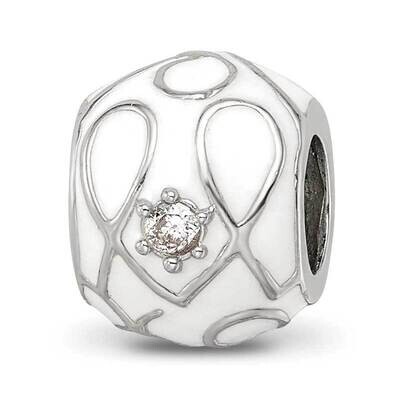 White Enamel CZ Loop Pattern Bead Sterling Silver QRS4242, MPN: QRS4242,