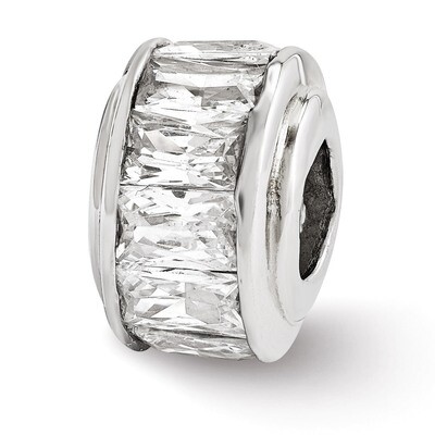 Clear Synthetic Diamond Bead - Sterling Silver QRS3317, MPN: QRS3317, 886774578668