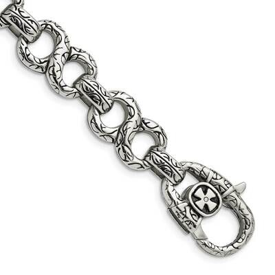 Antiqued 8.5 Inch Bracelet Stainless Steel Polished SRB1037-8.5 by Chisel, MPN: SRB1037-8.5, 191101…