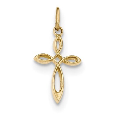 Small Ribbon Cross Pendant 14k Gold Polished XR1486, MPN: XR1486, 191101454042