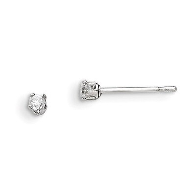 2mm Round Snap Set Cubic Zirconia Stud Earrings Sterling Silver QE7471, MPN: QE7471, 886774559971