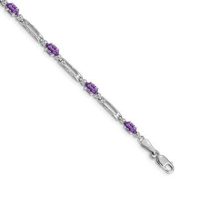 Amethyst Bracelet 14k White Gold Diamond BM4492-AM-001-WA, MPN: BM4492-AM-001-WA, 883957253794