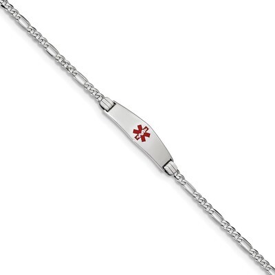 7 Inch Medical Soft Diamond Shape Red Enamel Figaro Link ID Bracelet 14k white Gold XM584CCW-7, MPN…