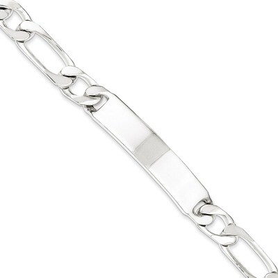 7.5 Inch Engravable Figaro Link ID Bracelet Sterling Silver Polished QID109-7.5, MPN: QID109-7.5, 8…