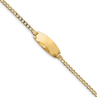 8 Inch Oval ID Semi-Solid Curb Bracelet 14k Gold DCID147-8, MPN: DCID147-8, 883957581071