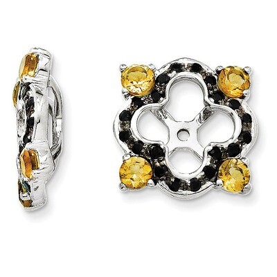 Citrine &amp; Black Sapphire Earring Jacket Sterling Silver Rhodium QJ137NOV, MPN: QJ137NOV, 8867742834…