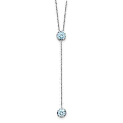 Blue Topaz with 2 Inch Ext. Y-Necklace Sterling Silver Rhodium-plated QG5564-16, MPN: QG5564-16, 19…