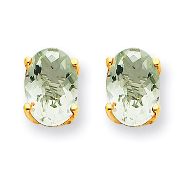 7x5 Oval Green Quartz Earrings 14k Gold XE87AG, MPN: XE87AG, 883957107417