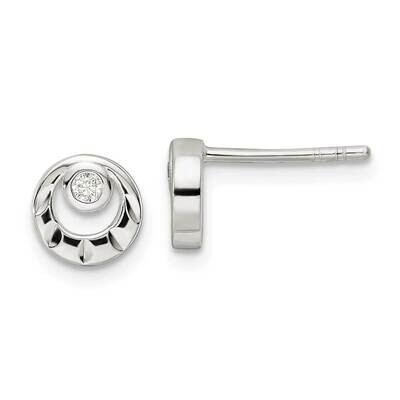Diamond-Cut and CZ Diamond Post Earrings Sterling Silver Polished QE16189, MPN: QE16189, 1969041691…
