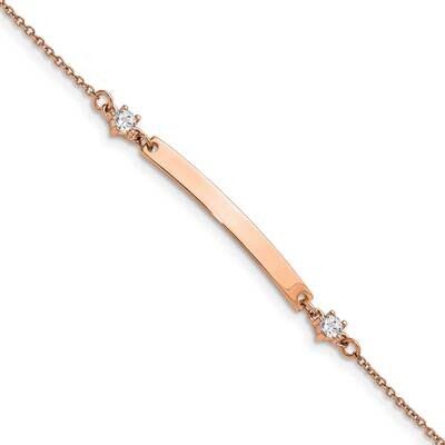 Rose Ip-Plated with Cz Stars 7 Inch Small Id Bracelet Stainless Steel Polished SRB2898-7, MPN: SRB2…