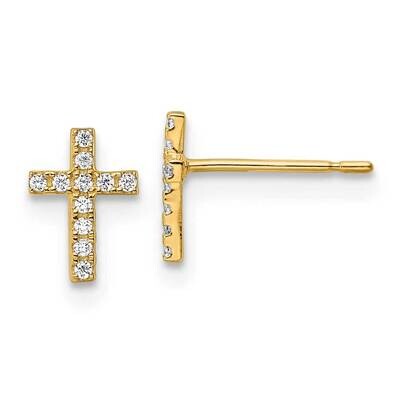Cross Post Earrings 14k Gold CZ Diamond GK1113 by Madi K, MPN: GK1113, 883957973579