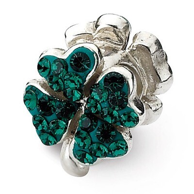 Green Swarovski Elements Clover Bead - Sterling Silver QRS1899, MPN: QRS1899, 883957310954