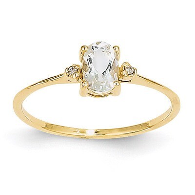 Diamond &amp; White Topaz Birthstone Ring 14k Gold XBR205, MPN: XBR205, 883957444819