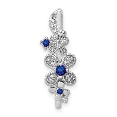 Sapphire Flowers Chain Slide 14k White Gold Diamond PM3985-SA-010-WA, MPN: PM3985-SA-010-WA, 883957…