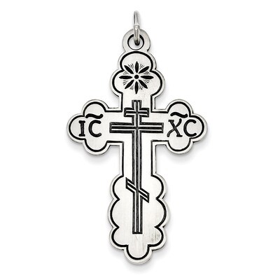 Eastern Orthodox Cross Charm Sterling Silver QC3370, MPN: QC3370, 883957554235