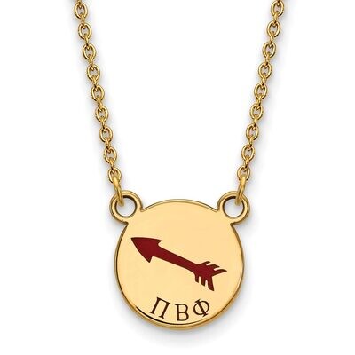 Pi Beta Phi Extra Small Enameled Pendant with 18 Inch Chain Gold-plated Silver GP044PBP-18, MPN: GP…