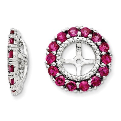 Diamond &amp; Created Ruby Earring Jacket Sterling Silver Rhodium QJ146JUL, MPN: QJ146JUL, 886774283449