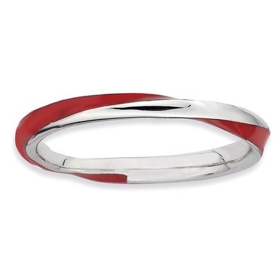 Twisted Red Enameled Ring - Sterling Silver QSK560, MPN: QSK560, 886774010991