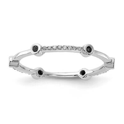 Sterling Silver Stackable Expressions Polished Black/White Dia Ring QSK667-10
