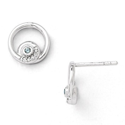 Blue Topaz and .03 ct Diamond Post Earrings Sterling Silver QW372, MPN: QW372, 191101194146