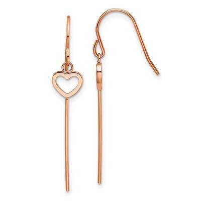 Rose Ip Heartbar Dangle Shepherd Hook Earrings Stainless Steel Polished SRE1542, MPN: SRE1542, 1911…