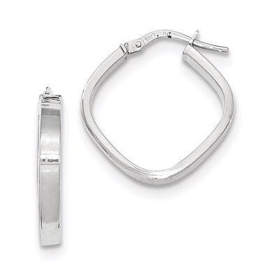 Square Hoop Earrings 14k White Gold Flat Edge TH778, MPN: TH778, 191101456336