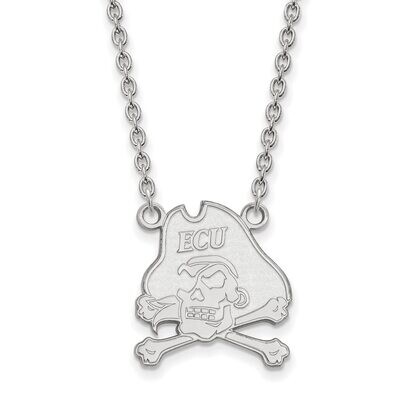 East Carolina University Large Pendant with Chain Necklace 14k White Gold 4W012ECU-18, MPN: 4W012EC…