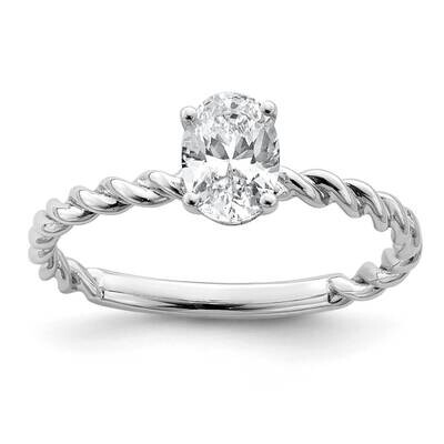 7/8ct. D E F Pure Light Oval Twisted Moissanite Solitaire Ring 14k White Gold RM6799-090-WMP, MPN: …