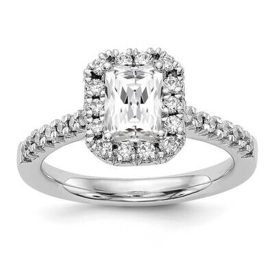Diamond Vs/Si, D E F, S/M Emerald Halo Engagement Ring 14k White Gold True Origin Lab Grown RM2062E…