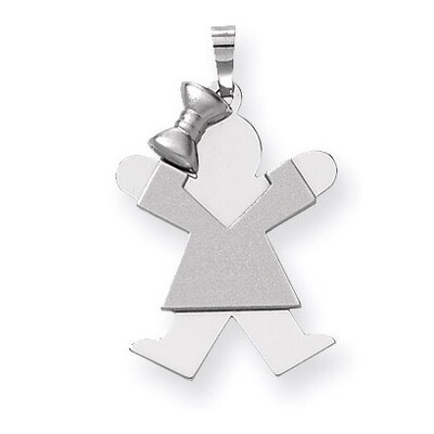Medium Girl with Bow on Left Engravable Charm 14k White Gold XK321, MPN: XK321, 883957378183