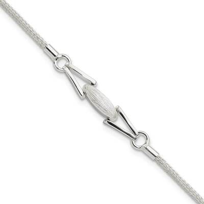 Satin Polished Oval with .5 Extender Bracelet Sterling Silver QG5860-7, MPN: QG5860-7,
