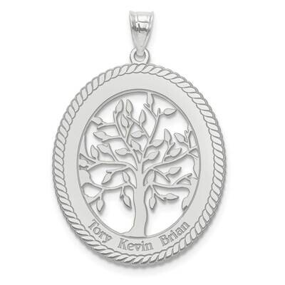 Laser Polished Family Tree Oval Pendant 14k White Gold XNA669W, MPN: XNA669W,