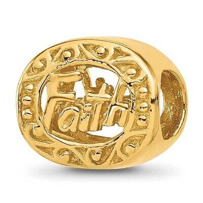 Gold-plated Floral Faith Oval Bead Sterling Silver QRS2436GP, MPN: QRS2436GP,