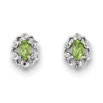 Peridot &amp; Diamond August Earrings Sterling Silver QBE22AUG, MPN: QBE22AUG, 883957396637