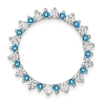 5/8Ct. Diamond &amp; Blue Topaz Fancy Circle Chain Slide 14k White Gold PM3855-BT-062-WA, MPN: PM3855-B…