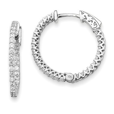 Diamond Round Hoop with Safety Clasp Earrings 14k White Gold XE2000WAA, MPN: XE2000WAA, 191101381041