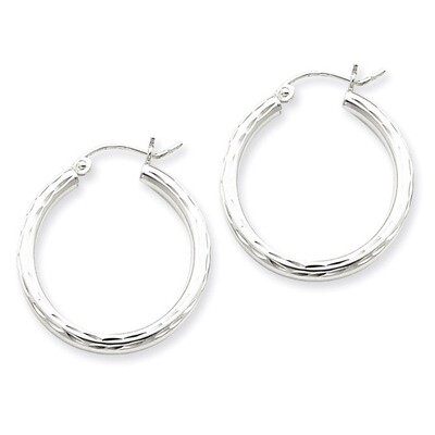 2.25mm Diamond-cut Hoop Earrings Sterling Silver Rhodium-plated QE3534, MPN: QE3534, 883957927183